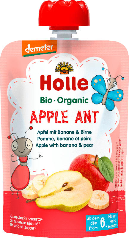 Holle baby food Quetschie Apple Ant, Apfel mit Banane & Birne ab 6 Monaten