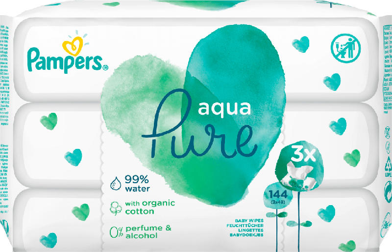 Pampers Feuchttücher Aqua Pure 3x48 Stück