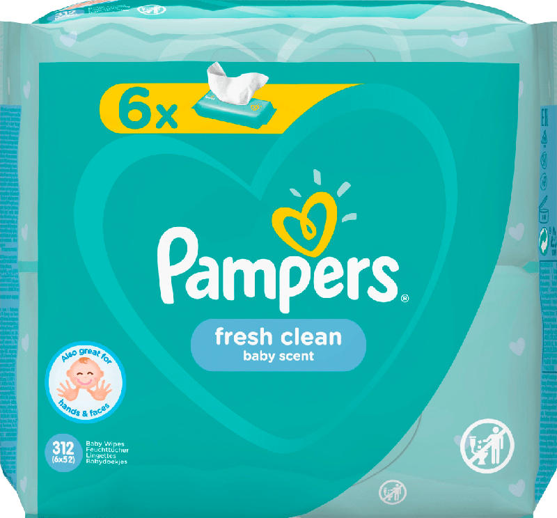 Pampers Feuchttücher Fresh Clean, 6x52 Stück