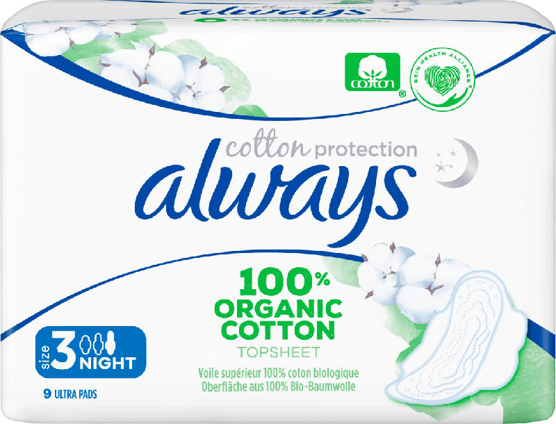 always Ultra-Binde Cotton Protection Night mit Flügel