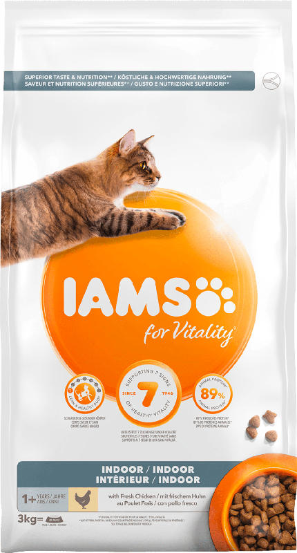 IAMS Trockenfutter für Katzen, Adult, Vital Indoor Huhn