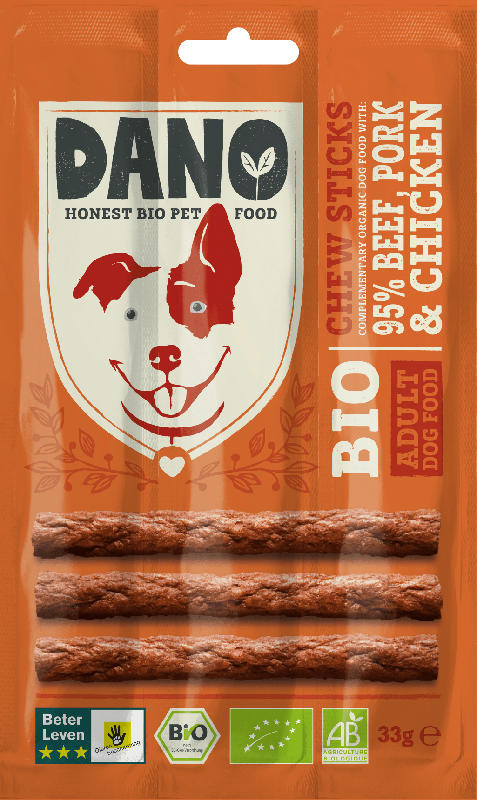 DANO Snack für Hunde, Bio, Adult, Kaustange
