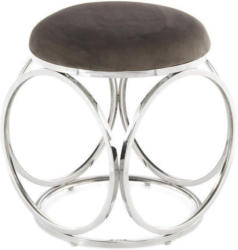 Hocker in Metall, Textil Grau, Silberfarben