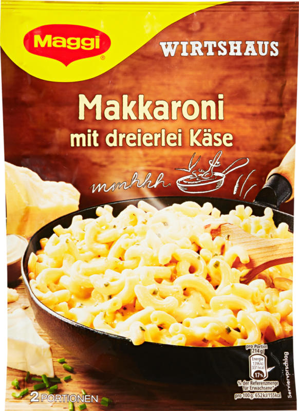 Maccheroni ai tre formaggi Maggi Wirtshaus, 170 g
