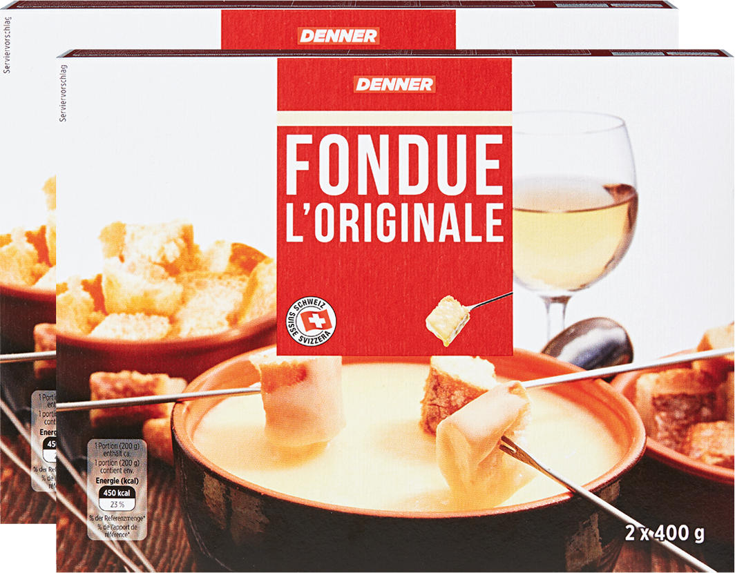 Profital Denner Fondue L'Originale, fixfertig, 2 Packungen à 2 x 400