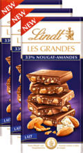 Denner Lindt Les Grandes Tafelschokolade, Milch 33% Nougat-Mandeln, 3 x 150 g - bis 06.02.2023