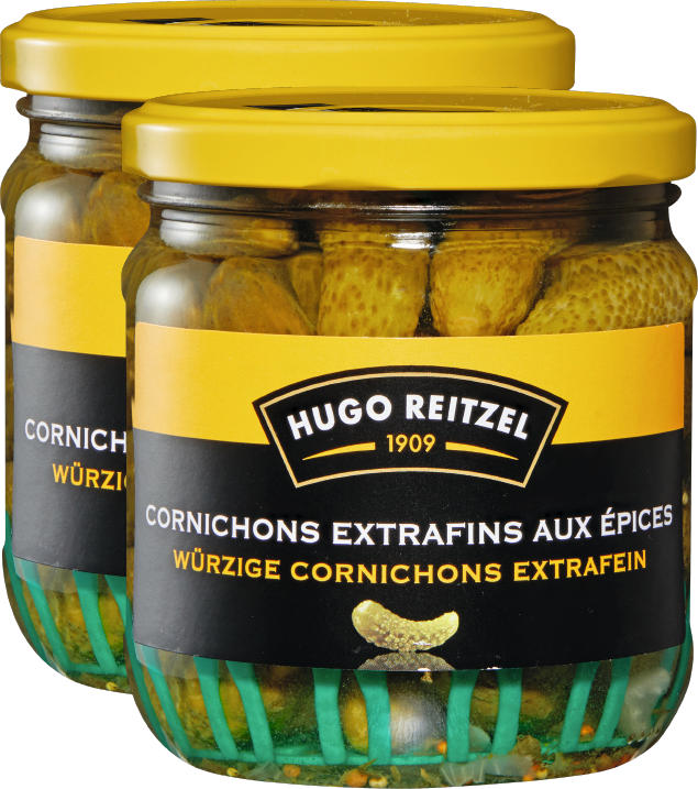 Cornichons Hugo Reitzel , extrafins, 2 x 200 g