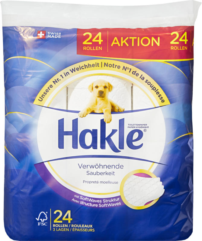 Hakle Toilettenpapier Verwöhnende Sauberkeit, 4-lagig, 24 x 140 Blatt