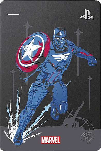 SEAGATE STGD2000203 GAME DRIVE PS4 2TB HDD CAPTAIN AMERICA , Externe Festplatte, Metallic/Grau