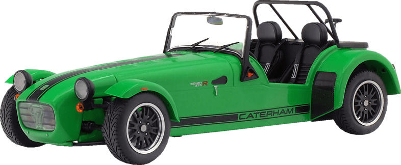 SOLIDO Caterham Seven 275R, Baujahr 2014, Modellauto, Maßstab 1:18, metallic grün Spielzeugmodellauto, Silber/Grün