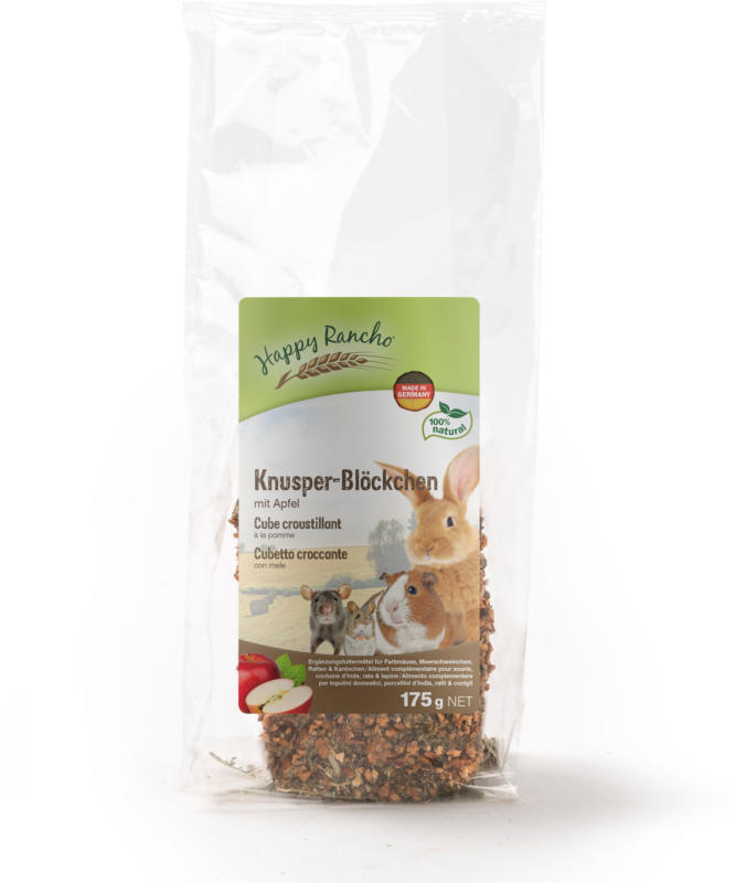 Happy Rancho Nagersnack Knusper-Blöckchen mit Apfel 175g