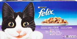 Cibo per gatti Felix, Selezioni gustose in gelatina, assortite: Manzo, Pollo, Tonno, Salmone, 40 x 100 g