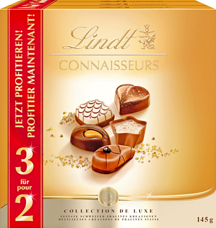 Lindt Connaisseurs Pralinés de Luxe, 3 x 145 g