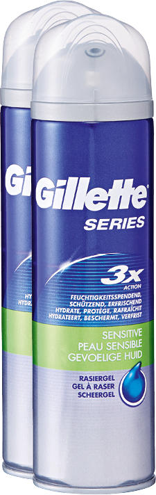 Gillette Series Rasiergel Sensitive, für empfindliche Haut, 2 x 200 ml