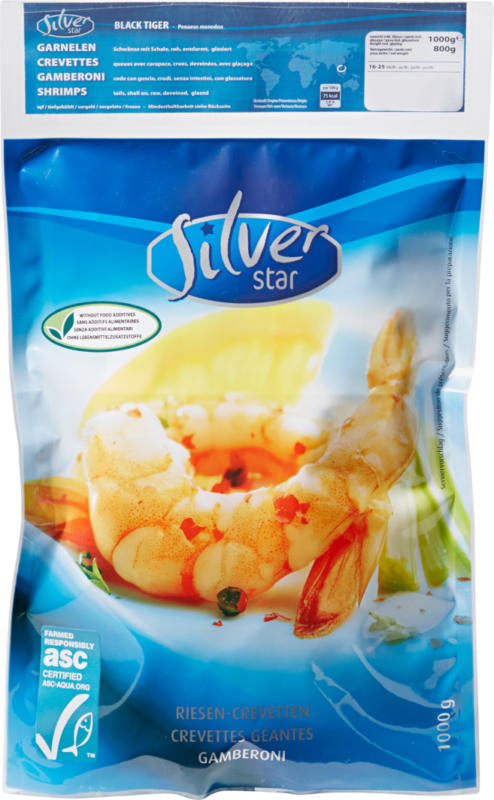 Crevettes géantes Black Tiger Silverstar, Viêt Nam, 1000 g