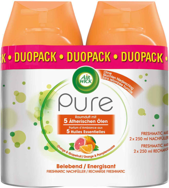 Air Wick Pure Automatisches Duftspray Freshmatic Max Nachfüller Orange & Granatapfel 2 x 250 ml -