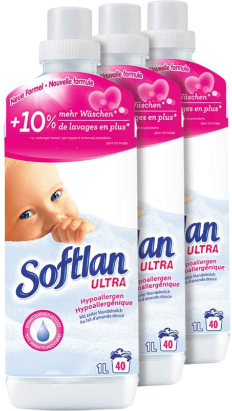 Softlan Ultra Adoucissant Hypoallergénique 3 x 1 l -