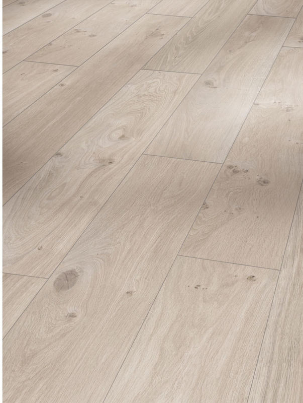 Laminat „Basic 200“, Eiche Natur grau, Seidenmatte Struktur, 19,4x128,5 cm