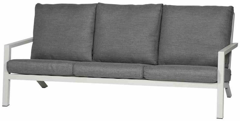 Lounge 3er-Sofa „Belia“, 210x81x91 cm, matt weiß-grau weiß-grau