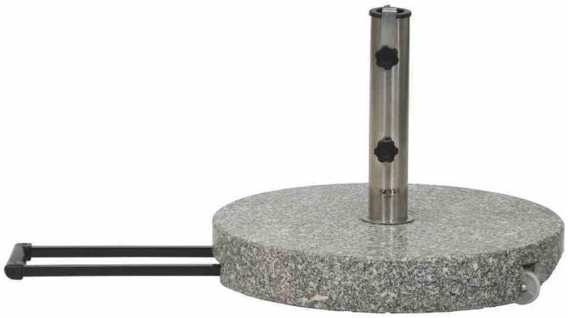 Granit-Schirmständer 40 kg, Ø50x8 cm, hellgrau, für Schirmstock-Ø 25-48 mm, inkl. Rollen