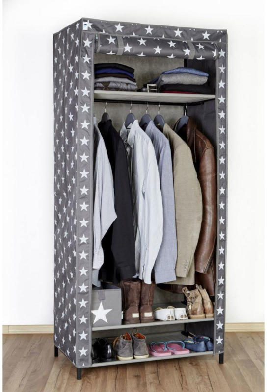 Textiler Kleiderschrank XXL, Sternedekor, 175x80x50 cm