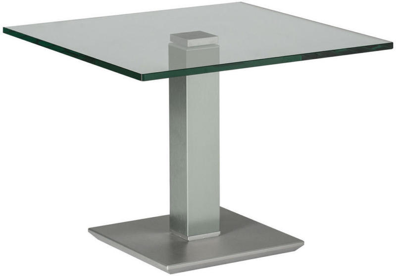 Beistelltisch in Metall, Glas 60/60/46-65 cm