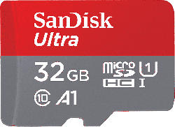SanDisk 186500 microSDHC Ultra 32GB (A1/UHS-I/Cl.10/120MB/s) + Adapter "Imaging"; Speicherkarte