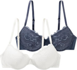 2 Damen Push-Up-BHs aus Mikrofaser und Spitze (Nur online)