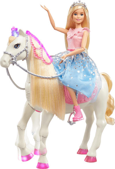 BARBIE Barbie Prinzessinnen Abenteuer Tanzendes Pferd mit Prinzessin Puppe, Licht & Geräuschen Anziehpuppe, Mehrfarbig