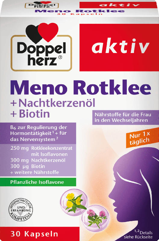 Doppelherz Meno Rotklee + Nachtkerzenöl + Biotin Kapseln 30 St.