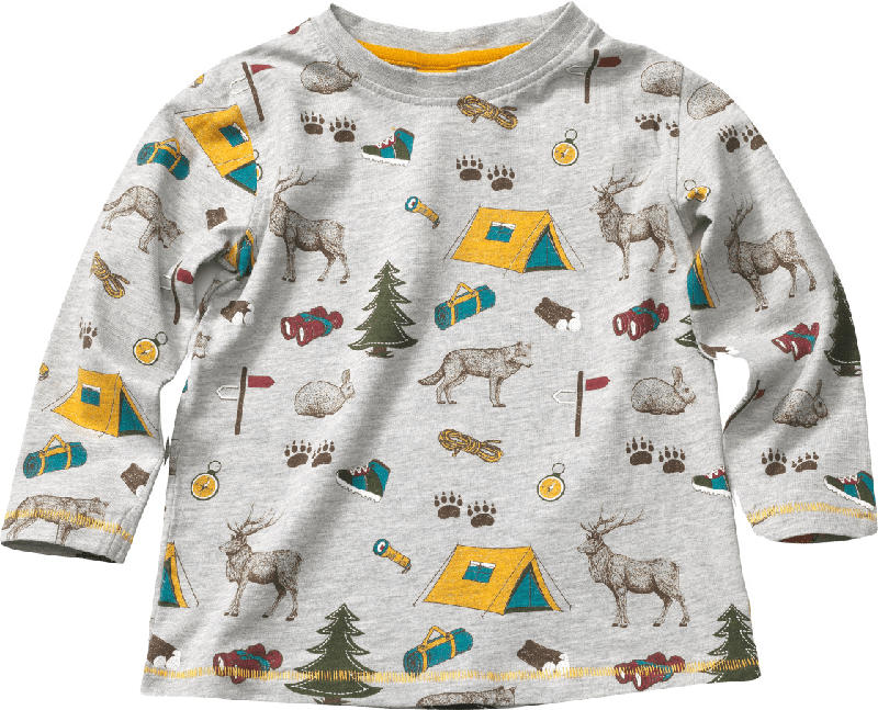 PUSBLU Kinder Langarmshirt, Gr. 92, in Baumwolle und Viskose, grau