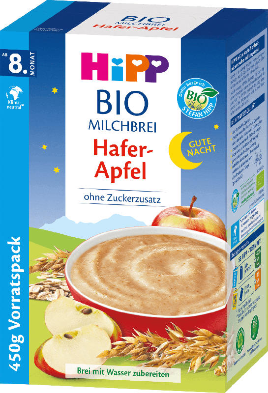 Hipp Abendbrei Milch Gute Nacht Bio Hafer Apfel ab 8.Monat