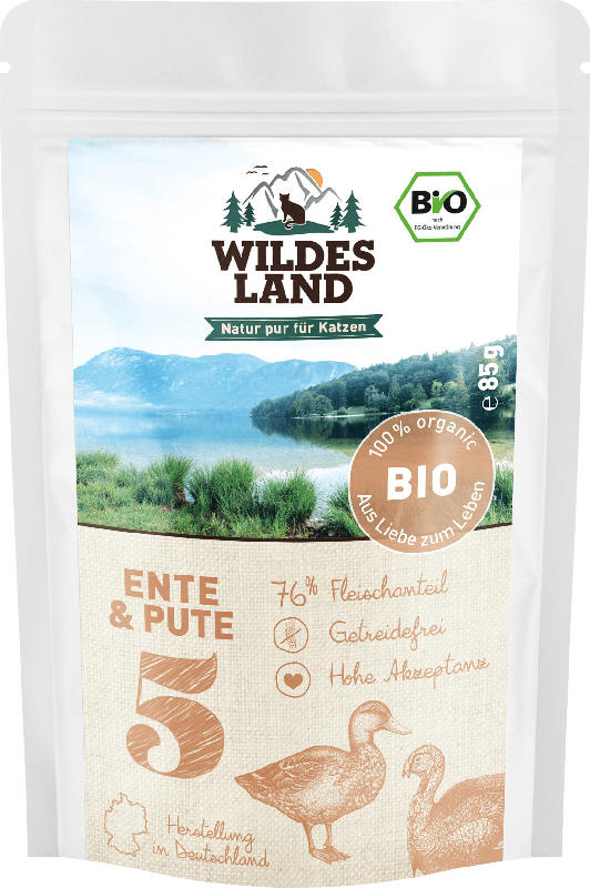 Wildes Land Nassutter für Katzen, Bio Ente & Pute Nr. 5
