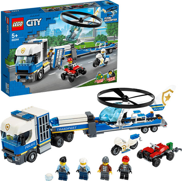 LEGO 60244 Polizeihubschrauber-Transport Bausatz, Mehrfarbig