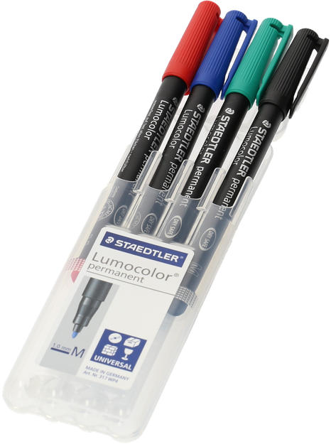 STAEDTLER OHP-Stift ”Lumocolor-M” permanent 4 Stück mehrere Farben