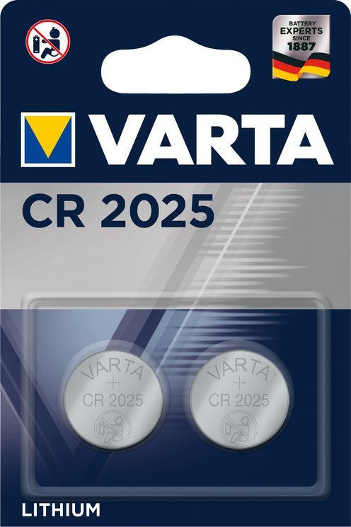 VARTA Lithium Knopfzelle Batterie CR2025, 2 Stück