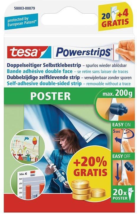 TESA Powerstrips ”Poster” 20 Stück transparent