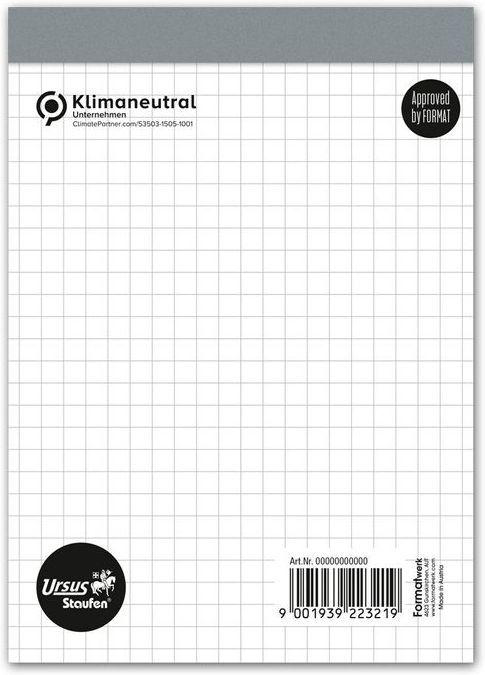 URSUS BASIC Notizblock A6 ohne Deckblatt 48 Blatt kariert