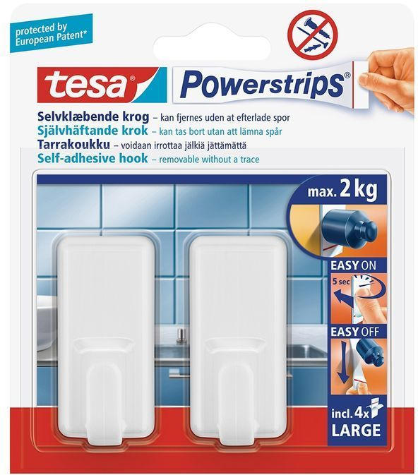 TESA Powerstrips selbstklebende Haken ”Large” 2 Stück weiß