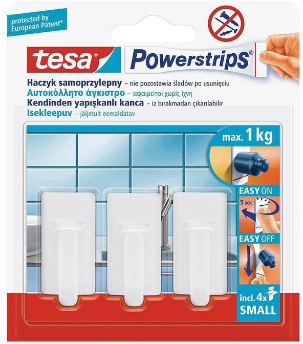 TESA Powerstrips selbstklebende Haken ”Small” 3 Stück weiß