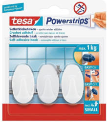 TESA Powerstrips selbstklebende Haken ”Small” 3 Stück weiß