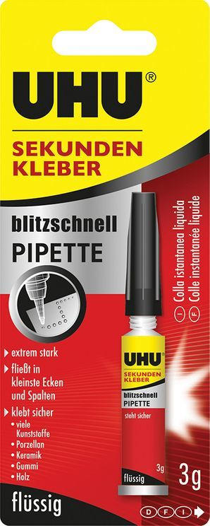 UHU Sekundenkleber ”blitzschnell” mit Pipette 3g