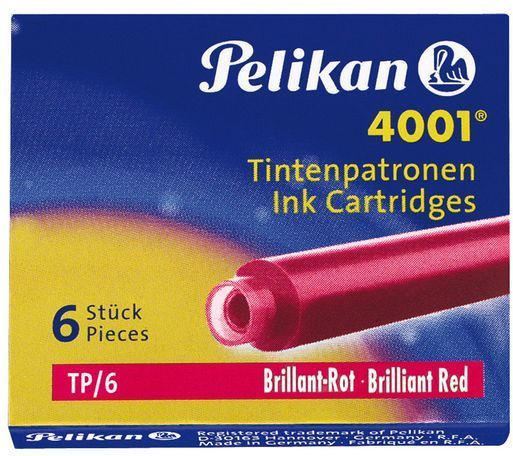 PELIKAN Tintenpatrone ”4001” 6 Stück brilliant-rot