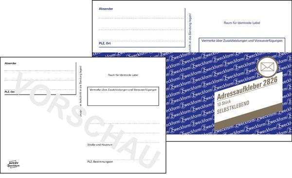 AVERY Zweckform Adressaufkleberheft 10 Bl. ”2826” A6 weiß