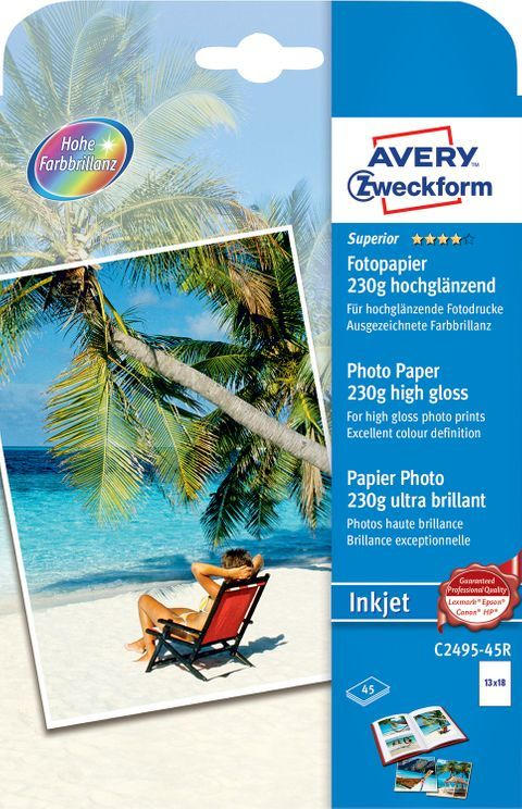 AVERY Zweckform Inkjet Fotopapier 45 Bl. ”C2495-45R” 13 x 18 cm 230 g weiß