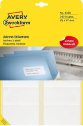 AVERY ZWECKFORM Adress-Etiketten ”3350” 9,5 x 4,7 cm 20 Blatt weiß