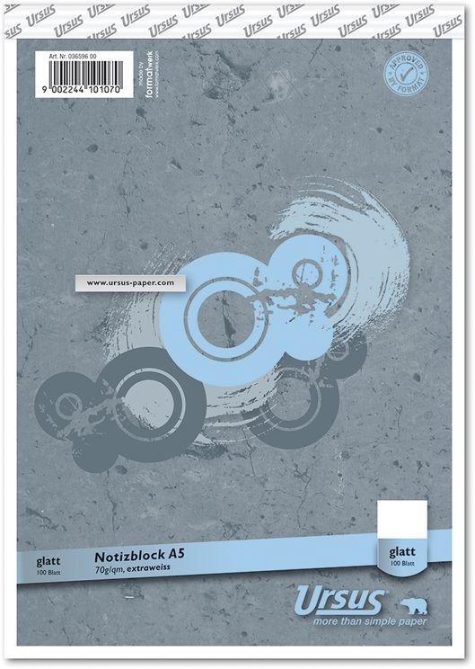URSUS BASIC Notizblock A5 100 Blatt glatt