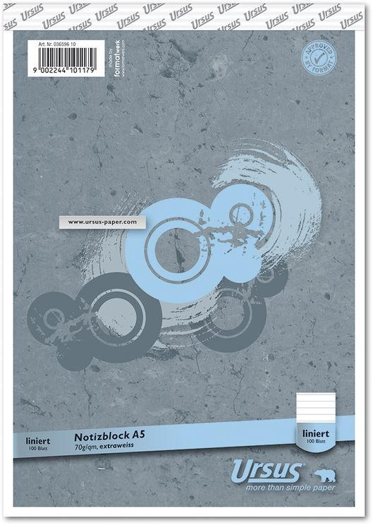 URSUS BASIC Notizblock A5 100 Blatt liniert