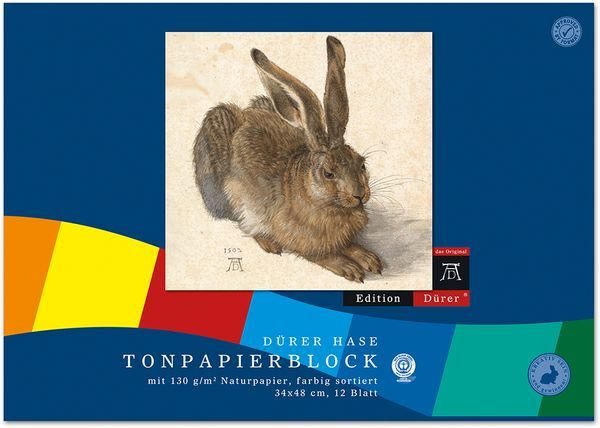 EDITION DÜRER Tonpapierblock 48 x 34 cm 12 Blatt farbig sotiert