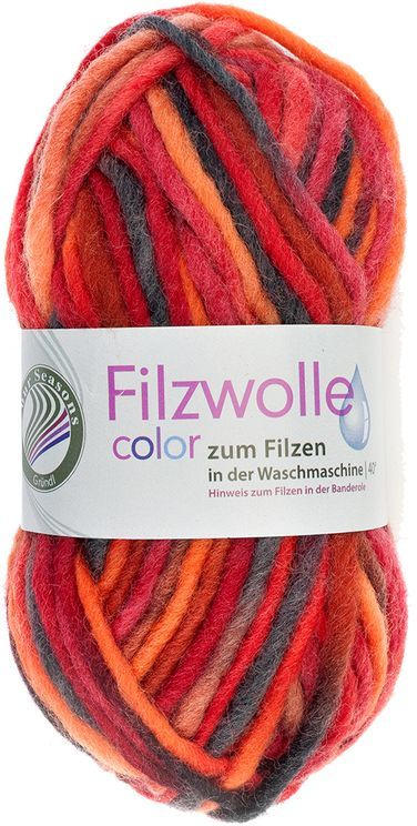 GRÜNDL Filzwolle ”Color” 50g rot/orange/schwarz